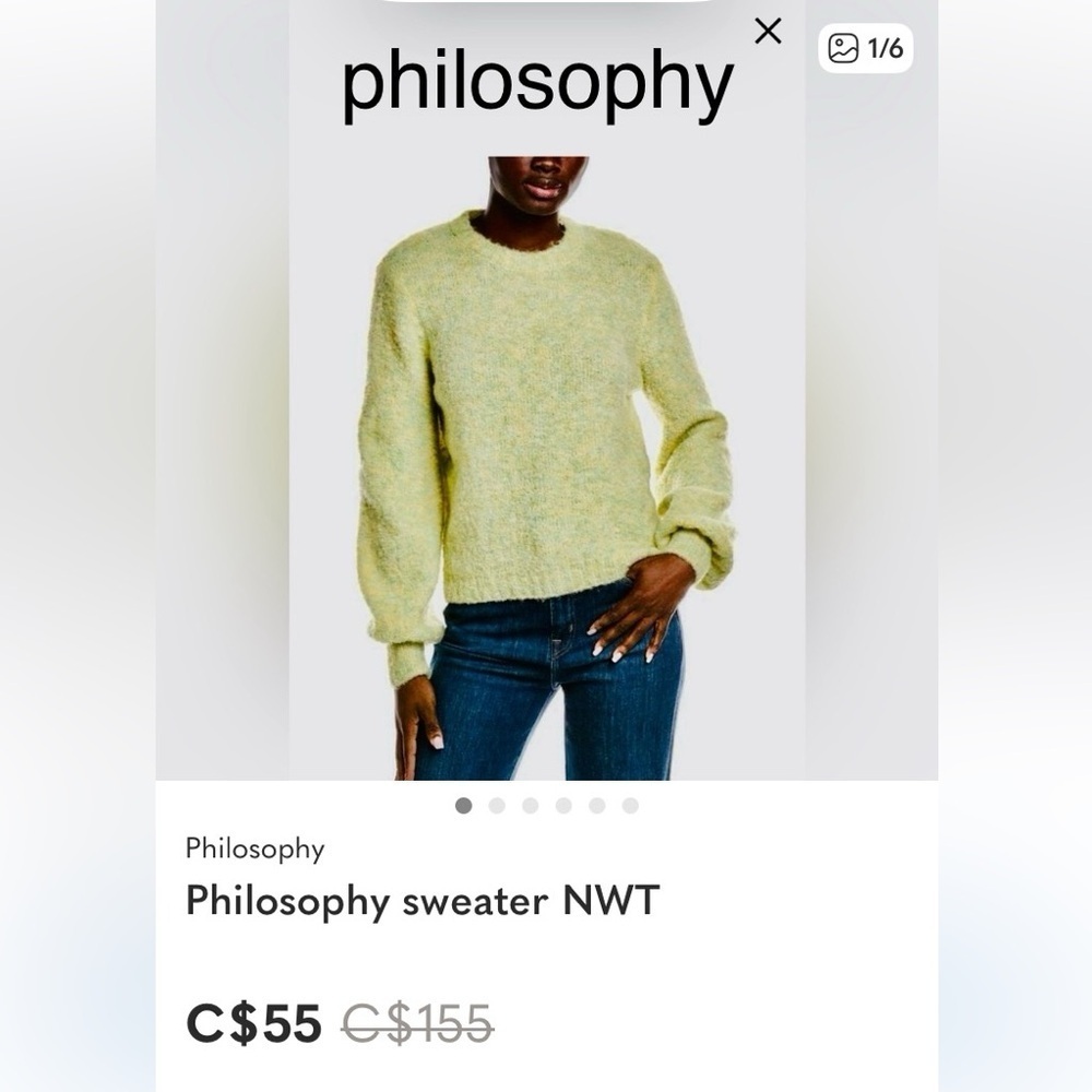 Philosophy sweaterโ NWT